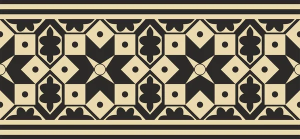 Векторный Бесшовный Национальный Золотой Черный Орнамент Древней Персии Бесконечная Граница — стоковый вектор