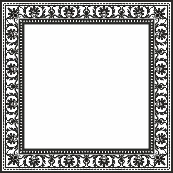 ベクトルモノクロ黒の正方形の古典的なルネサンス装飾 無限のヨーロッパの国境 復活スタイルのフレーム — ストックベクタ