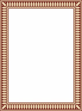 Kırmızı Kızılderili ulusal süsü olan vektör kare altın. Etnik bitki sınırı. Çiçek çerçevesi. Gelincikler ve yapraklar