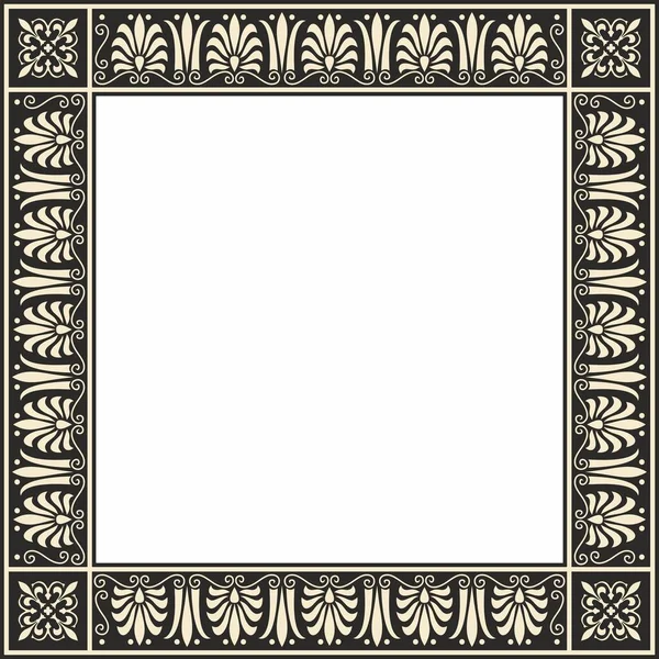 ベクトルゴールドと黒の正方形の古典的なギリシャの装飾 ヨーロッパの装飾品 フレーム古代ギリシャ ローマ帝国 — ストックベクタ