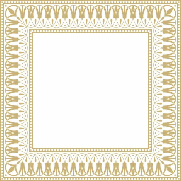 Vector Gold Quadrat Klassischen Griechischen Mäander Ornament Muster Des Antiken — Stockvektor