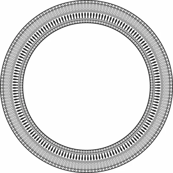 Vector Schwarzes Monochromes Rundes Klassisches Griechisches Mäanderornament Muster Kreis Des — Stockvektor