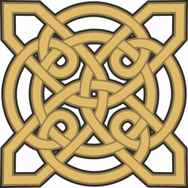 Vektör altın Kelt düğümü. Antik Avrupa insanlarının süsü. İrlanda, İskoçlar, İngilizler, Franklar 'ın işareti ve sembolü.