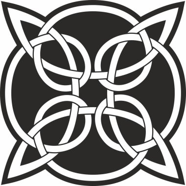 Siyah vektör tek renkli Kelt düğümü. Antik Avrupa insanlarının süsü. İrlanda, İskoçlar, İngilizler, Franklar 'ın işareti ve sembolü..