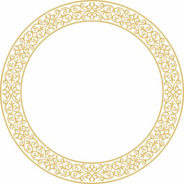 Altın taşıyıcı Kazak ulusal yuvarlak desen, çerçeve. Asya 'nın göçebe halkları, Büyük Steppe, Kazaklar, Kirghiz, Kalmykler, Moğollar, Buryatlar, Türkler