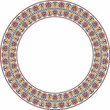Vector colored round ornament ring of ancient Greece. Classic pattern frame border Roman Empire