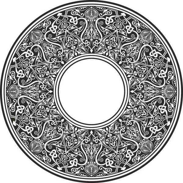Векторный Монохромный Круглый Восточный Орнамент Арабский Узорчатый Круг Ирана Ирака — стоковый вектор