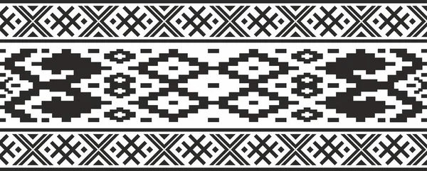 Векторный Монохромный Бесшовный Белорусский Национальный Орнамент Этнические Бесконечные Черные Границы — стоковый вектор