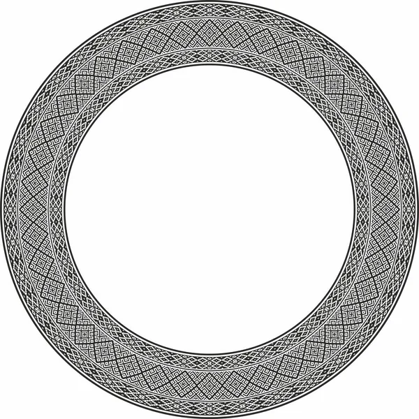 Vector Monochrome Seamless Belarusian National Ornament Ethnic Endless Circle Black — Vetor de Stock