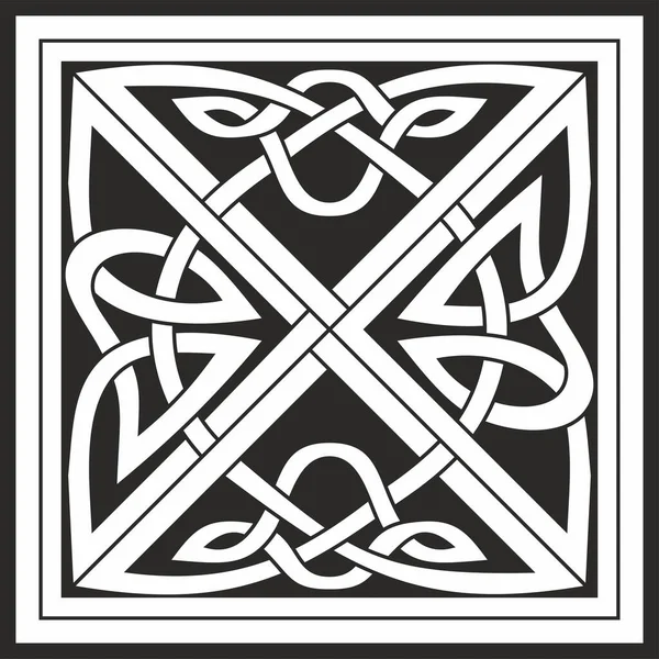 Nodo Celtico Monocromatico Nero Vettoriale Ornamento Antichi Popoli Europei Segno — Vettoriale Stock
