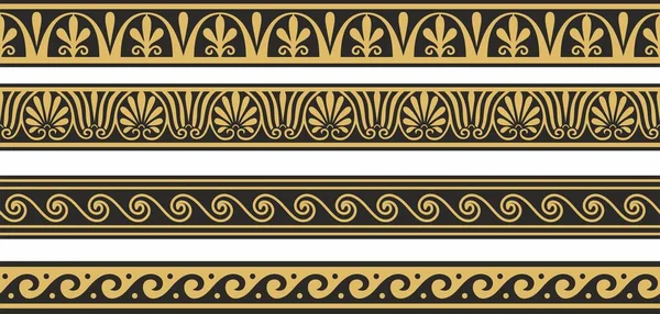 Set Vector Seamless Greek Classic Ornament Pattern Border Frame Ancient — Stock Vector