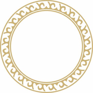 Altın turuncu Kazak ulusal süsü. Büyük Steppe, Moğollar, Kırgız ve Kalmyk halklarının etnik kalıpları,