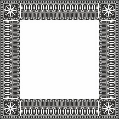 Vector monokrome siyah kare klasik Yunan turuncu süsü. Antik Yunan 'ın bir örneği. Roma İmparatorluğu 'nun çerçevesi.