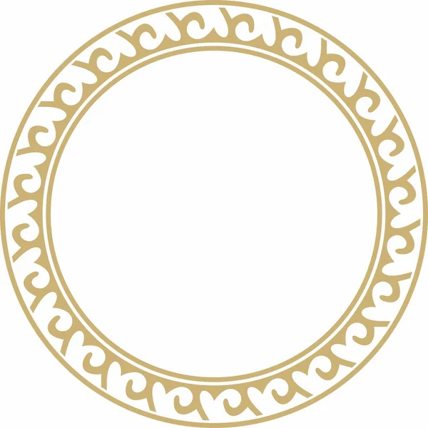 Векторный Золотой Круглый Казахский Национальный Орнамент Этнический Узор Народов Великой — стоковый вектор