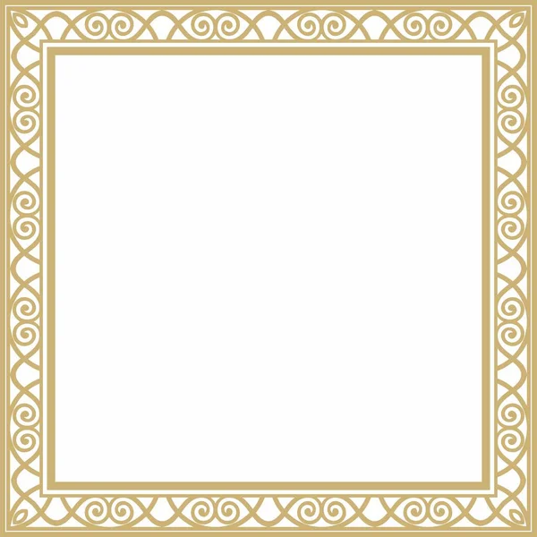 ベクトルゴールドの正方形の古典的なルネサンス装飾 無限のヨーロッパの国境 復活スタイルのフレーム — ストックベクタ