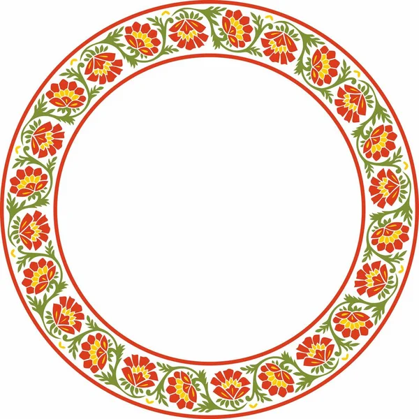 Vector Colorful Indian National Ornament Ethnic Plant Circle Border Frame — Stock Vector