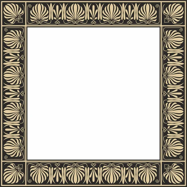 Vektor Gold Und Schwarzes Quadrat Klassisches Griechisches Ornament Europäisches Ornament — Stockvektor
