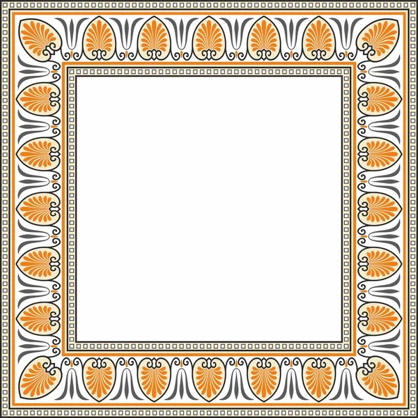 Vettore Colorato Quadrato Classico Ornamento Greco Ornamento Europeo Confine Cornice — Vettoriale Stock