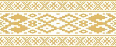 Vector golden color seamless Belarusian national ornament. Ethnic endless black border, Slavic peoples frame. 