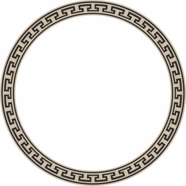 Vector gold and black round Chinese ornament. Circle border, east asian frame. Korea pattern, Taiwan, Hong Kong