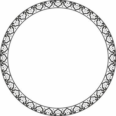 Siyah vektör monokrom çerçeve, sınır, Çin süsü. Doğu Asya, Kore, Malezya, Japonya, Singapur, Tayland halkaları.