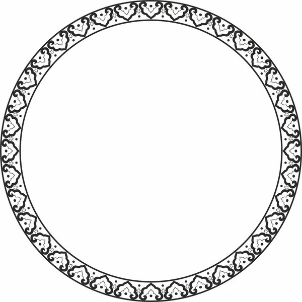 Vektor Schwarzer Monochromer Rahmen Rand Chinesisches Ornament Gemusterter Kreis Ring — Stockvektor