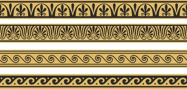 Set Vector Seamless Greek Classic Ornament Pattern Border Frame Ancient — Stock Vector