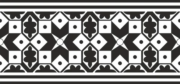 Ornement Noir Monochrome National Sans Couture Vectoriel Ancienne Perse Frontière — Image vectorielle