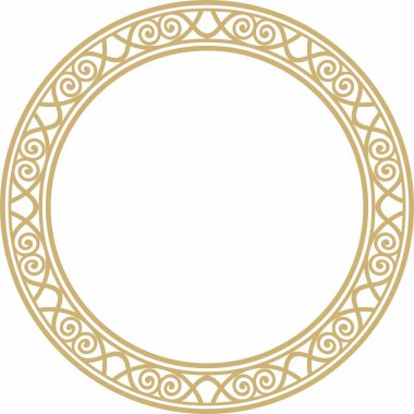 Vector Gold yuvarlak klasik Rönesans süsü. Çember, halka Avrupa sınırı, canlanma biçimi çerçevesi