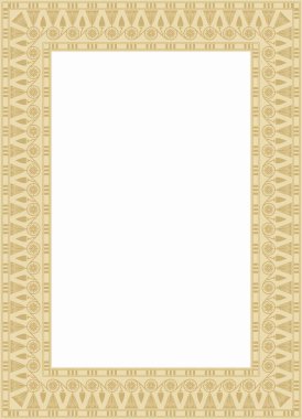 Vektör karesi altın Mısır süsü. Sonsuz sınır, Antik Mısır çerçevesi