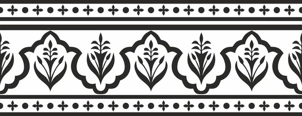 Векторні Безшовні Національні Монохромні Чорні Орнаменти Стародавньої Персії Безкінечний Кордон — стоковий вектор