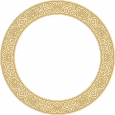 Vector Gold yuvarlak klasik Rönesans süsü. Çember, halka Avrupa sınırı, canlanma biçimi çerçevesi