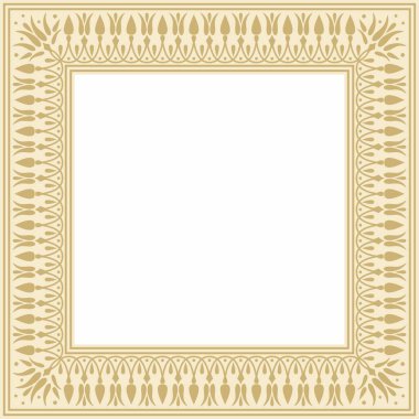 Vektör altın kare klasik Yunan asma süsü. Antik Yunan 'ın bir örneği. Roma İmparatorluğu 'nun çerçevesi.
