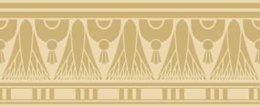 Vektör altın pürüzsüz Mısır sınırı. Antik Afrika 'nın sonu gelmez süsü. Nilüfer çiçekleri ve güneş deseni