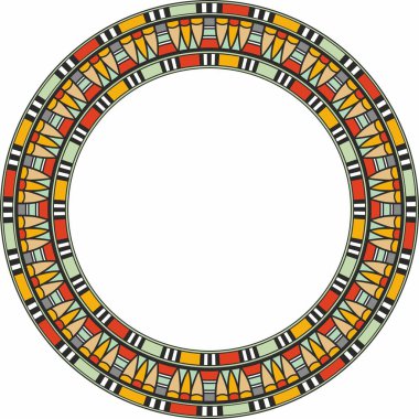 Rengarenk Mısır süsü. Sonsuz Çember, Antik Mısır Halkası. Geometrik Afrika çerçevesi