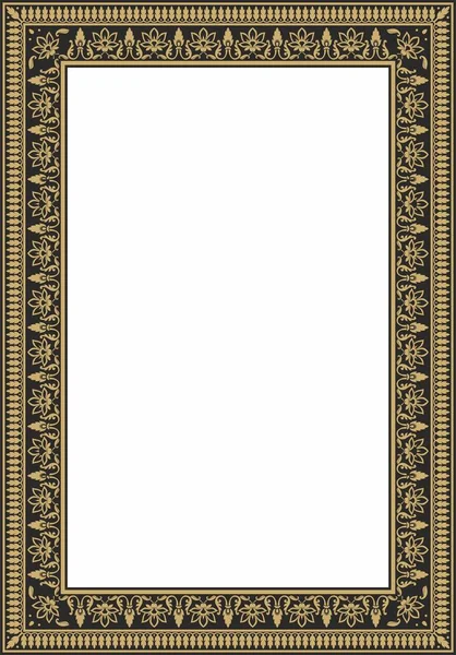 Векторное Квадратное Золото Черным Индийским Национальным Орнаментом Граница Между Этническими — стоковый вектор