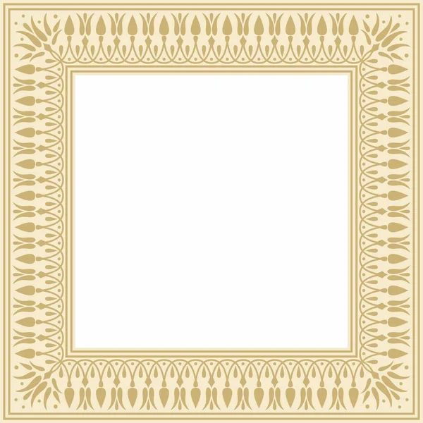 ベクトルゴールド正方形クラシックギリシャミーダーの装飾 古代ギリシャのパターン ローマ帝国の枠 — ストックベクタ