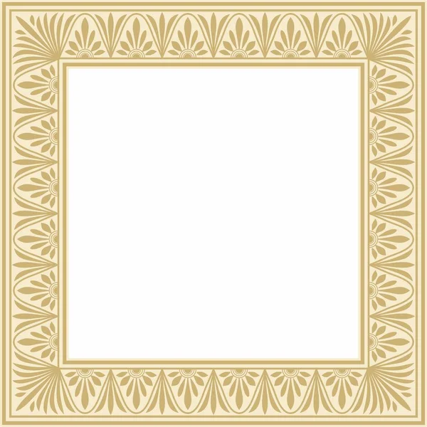 ベクトルゴールド正方形クラシックギリシャミーダーの装飾 古代ギリシャのパターン ローマ帝国の枠 — ストックベクタ