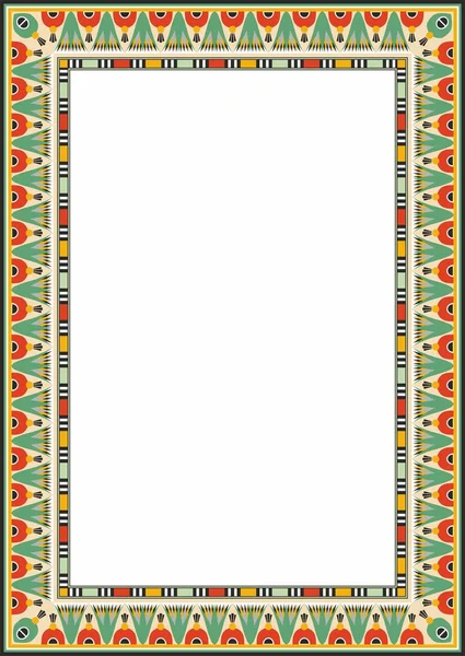 矢量彩色正方形埃及饰物 无边无际的矩形 古埃及之环 非洲几何框架 — 图库矢量图片