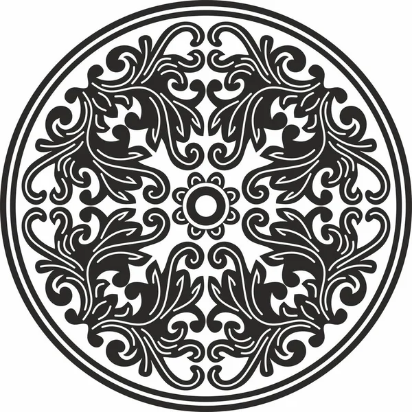 Vector Zwart Monochroom Rond Oude Byzantijnse Ornament Klassieke Cirkel Van Stockillustratie