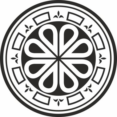 Antik Bizans süsü etrafında siyah tek renkli taşıyıcı. Yunanistan, Doğu Roma İmparatorluğu 'nun klasik çemberi. İstanbul 'un şablon motifleri