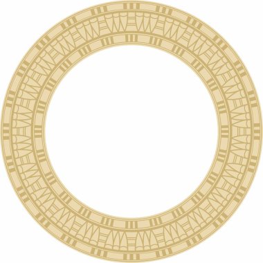 Vektör altın yuvarlak Mısır süsü. Sonsuz Çember, Antik Mısır Halkası. Geometrik Afrika çerçevesi