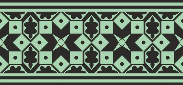 Vecteur Sans Couture Ornement National Vert Noir Ancienne Perse Frontière — Image vectorielle