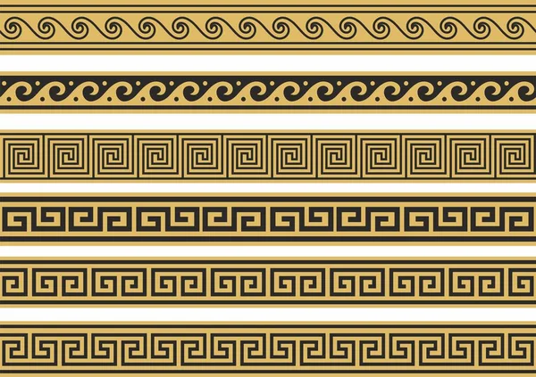 Набір Векторних Греків Класичних Орнаментів Прилад Границы Рамку Стародавня Греція — стоковий вектор