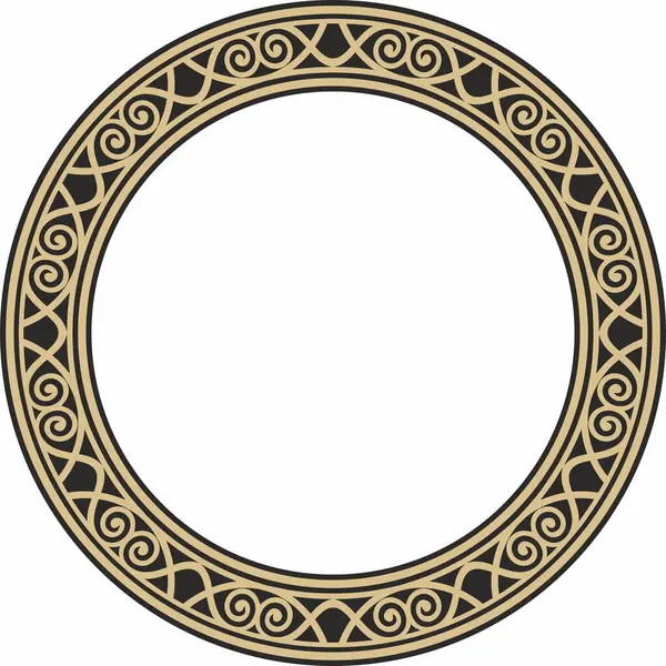 Векторное Золото Черный Круглый Классический Орнамент Эпохи Возрождения Круг Кольцевая — стоковый вектор
