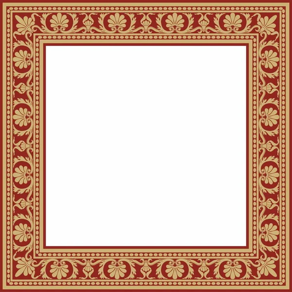 Vektor Gold Und Rotes Quadrat Klassisches Renaissance Ornament Endlose Europäische — Stockvektor