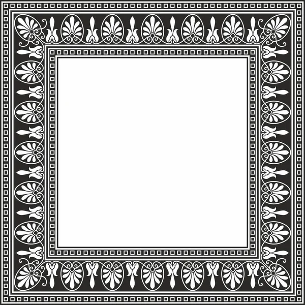 Векторный Монохромный Черный Квадрат Классического Греческого Орнамента Европейский Орнамент Граница — стоковый вектор