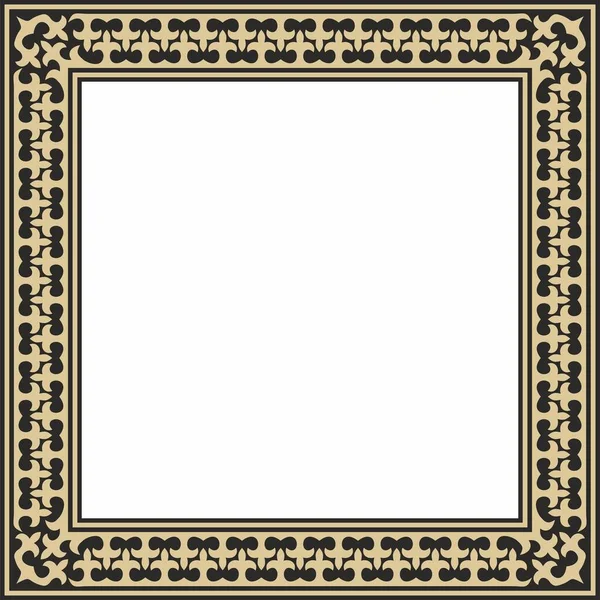 Vector Gouden Met Zwart Vierkant Kazachse Nationale Ornament Etnisch Patroon Vectorbeelden