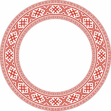 Beyaz Rusya Ulusal Süslemesi 'nde kırmızı vektör. Etnik sonsuz renk sınırı, Slav halkı çerçeve. 