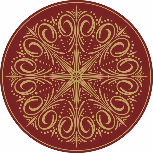Vektör klasik renkli yuvarlak süs. Daire şeklinde kırmızı desen. Yunanistan ve Antik Roma 'nın çizimleri. Çiçek çizimi.